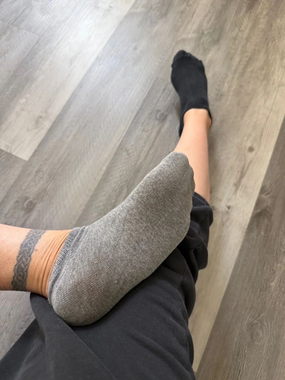 Mismatched Black Gray Ankle Socks Gym Workout Used Women’s Athleisure